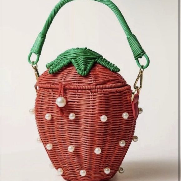 Kate Spade Target Strawberry Wicker Bag with Pearls - Picture 3 of 3